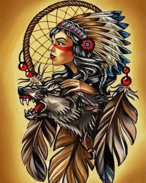 Native American Woman Dream Catchers Paint By Numbers