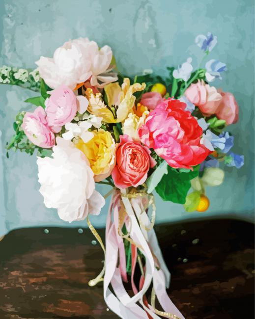 Peonies And Ranunculus Bouquet Paint By Numbers