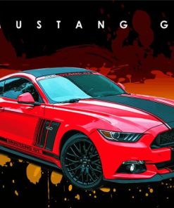 Red Mustang Gt Art Poster Paint By Numbers