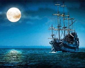 Sailing Ship moon Paint By Numbers