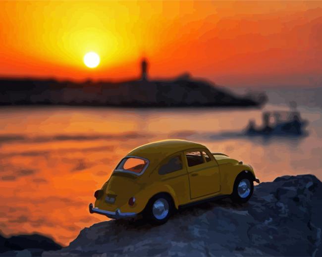 VW Car Sunset Paint By Numbers