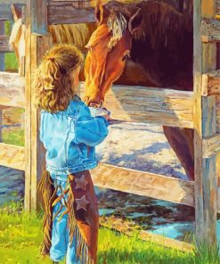Western Little Girl And Horse Paint By Numbers