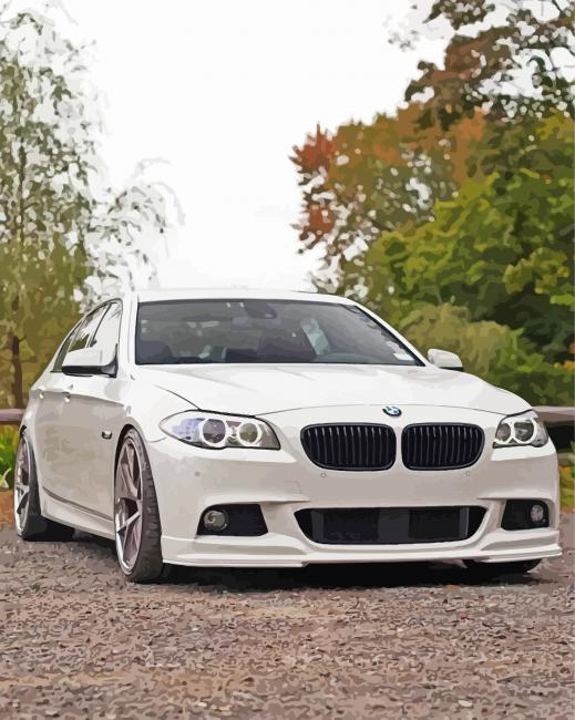 White BMW 535i Paint By Numbers