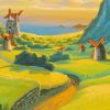 Windmills Ghibli Landscape Paint By Numbers