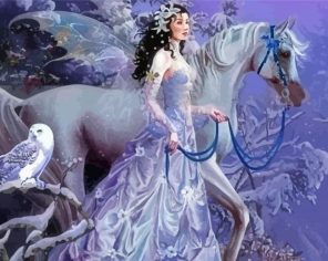 Winter Horse And Fairy Paint By Numbers