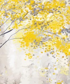 Yellow Grey White Tree Paint By Numbers