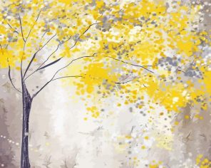 Yellow Grey White Tree Paint By Numbers