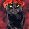 Aesthetic Black Cat And Flowers Crown Paint By Numbers