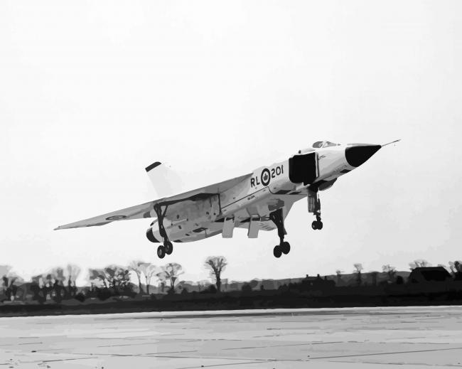 Black And White Avro Arrow Paint By Numbers