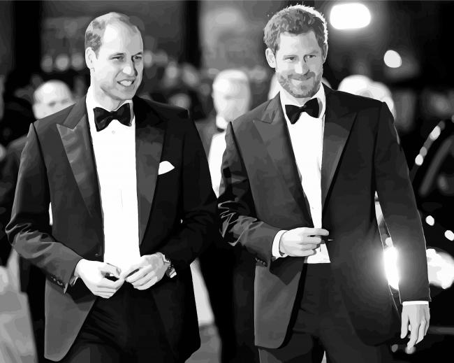 Black And White Prince William And Harry Paint By Numbers