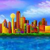 Colorful Dallas Skyline Art Paint By Numbers