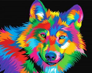 Colorful Wolf Pop Art Paint By Numbers