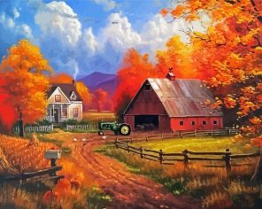 Farm House In The Fall Art Paint By Numbers