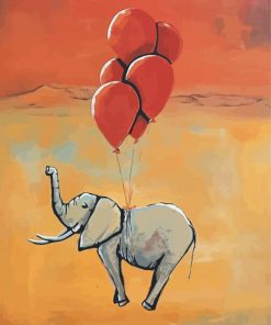 Grey Elephant And Balloons Art Paint By Numbers