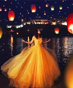 Girl And Lanterns In The Sky Paint By Numbers