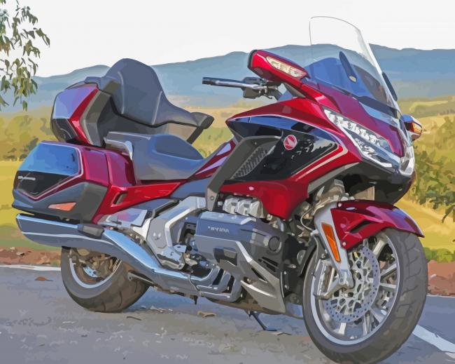 Red And Black Honda Gold Wing Motorcycle Paint By Numbers