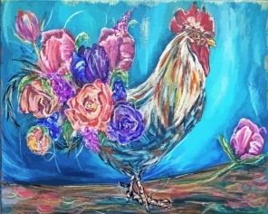 Abstract Rooster Flowers Paint By Numbers