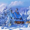 House In Frozen Forest At Winter Paint By Numbers