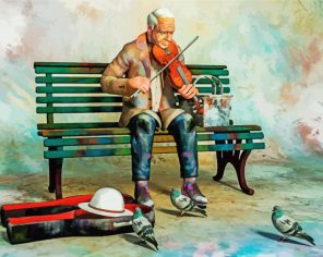 Old Violinist Man Paint By Numbers