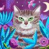 Cat In Garden At Night Paint By Numbers